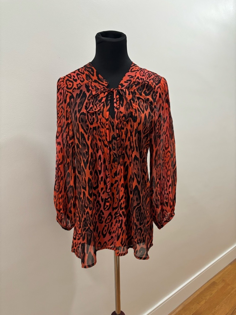 651. Patterson J Kincaid Leopard-Print Tie-Neck Blouse - Women Tops